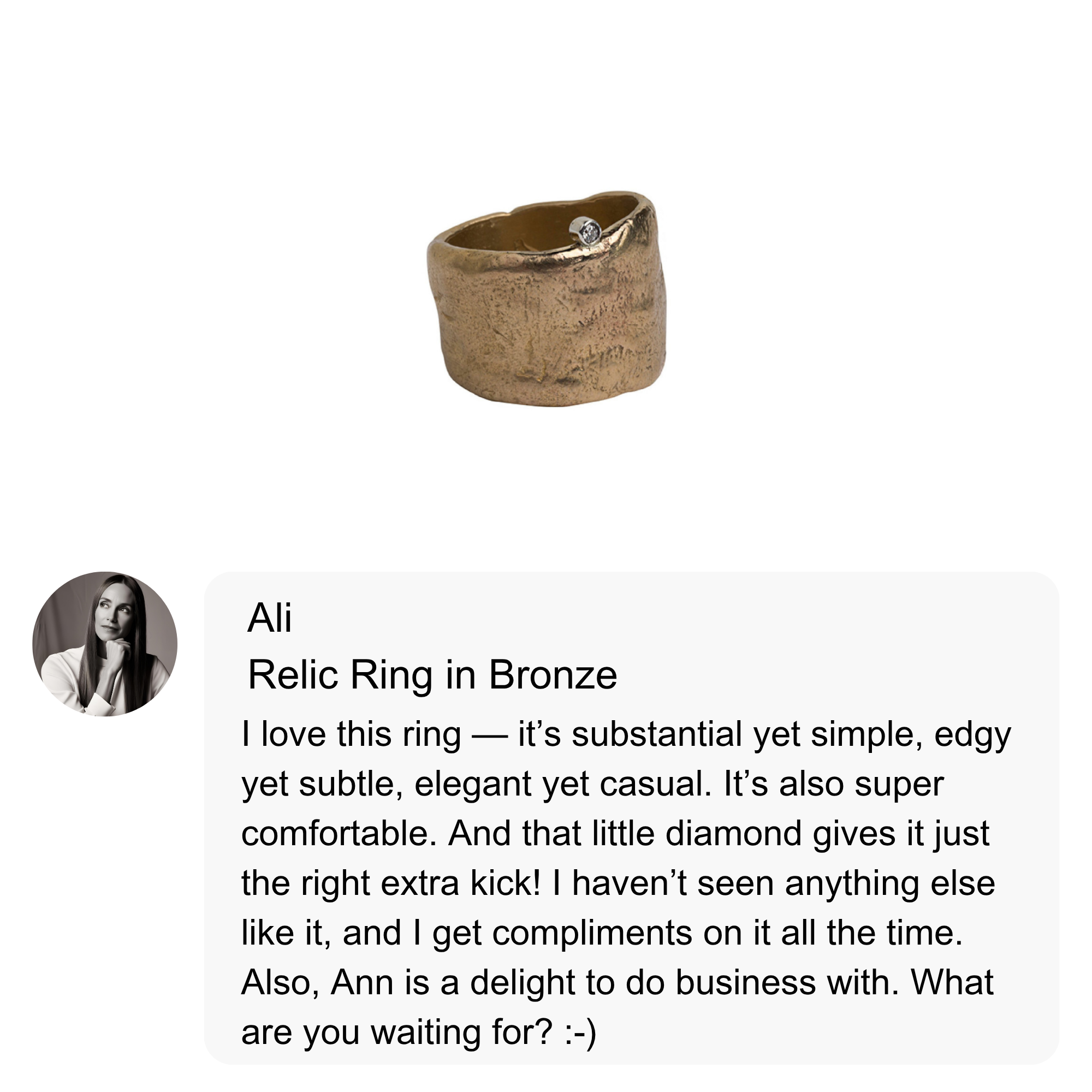 Customer Review of the Relic Ring in Bronze