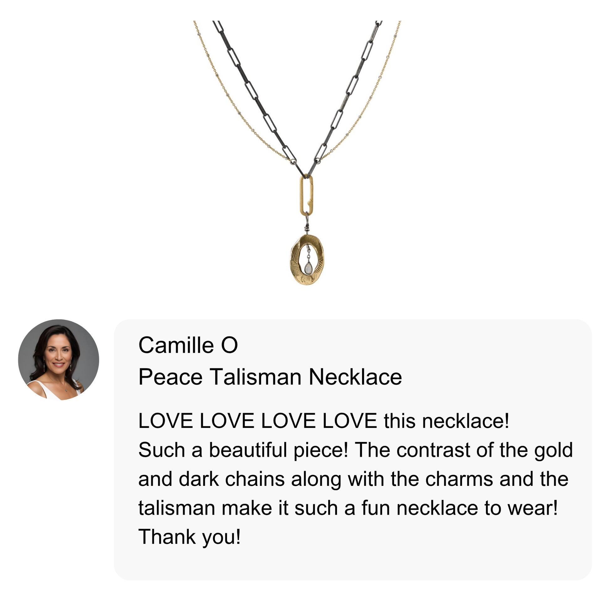 Customer review of the Peace Talisman Necklace