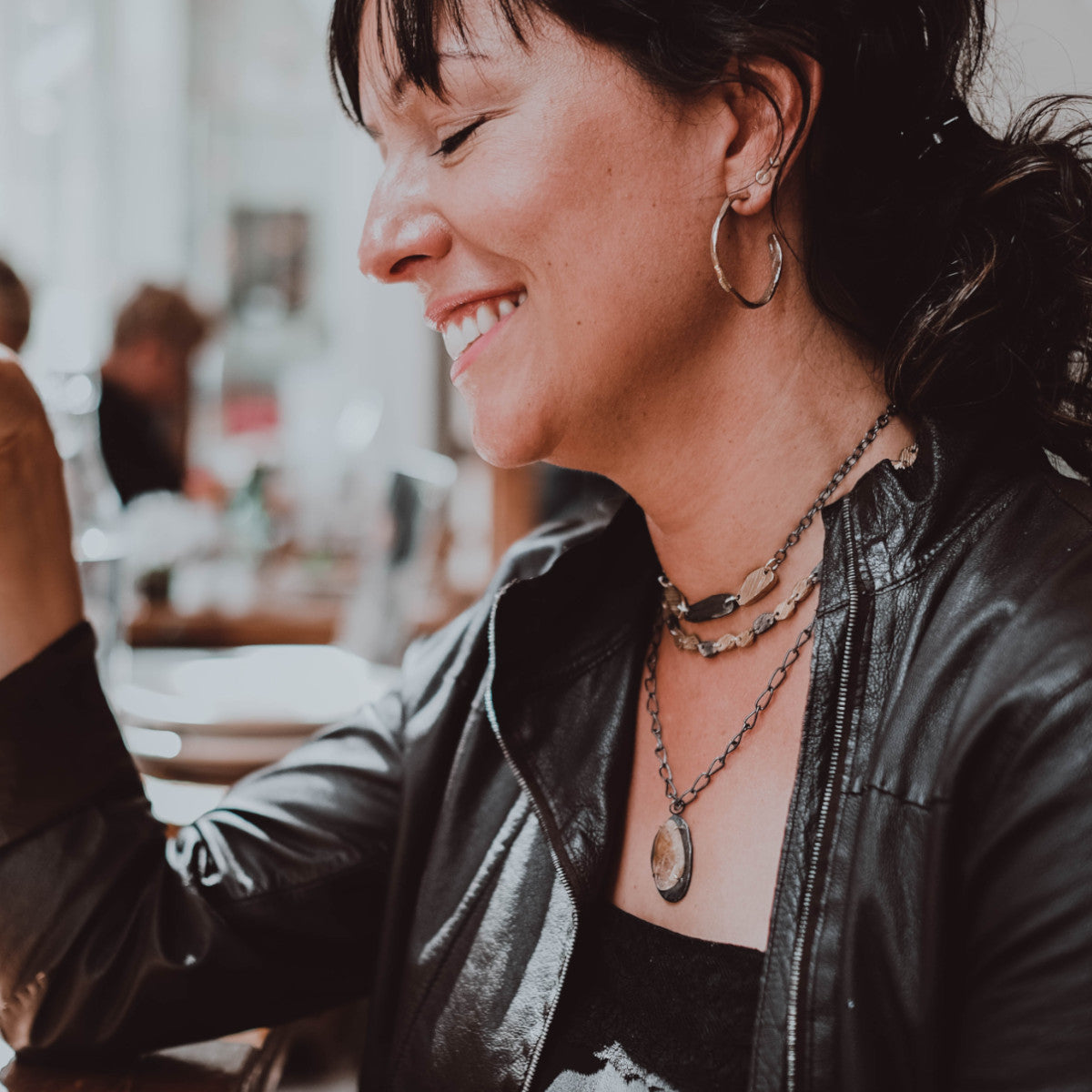 Stonehenge Earrings on a person