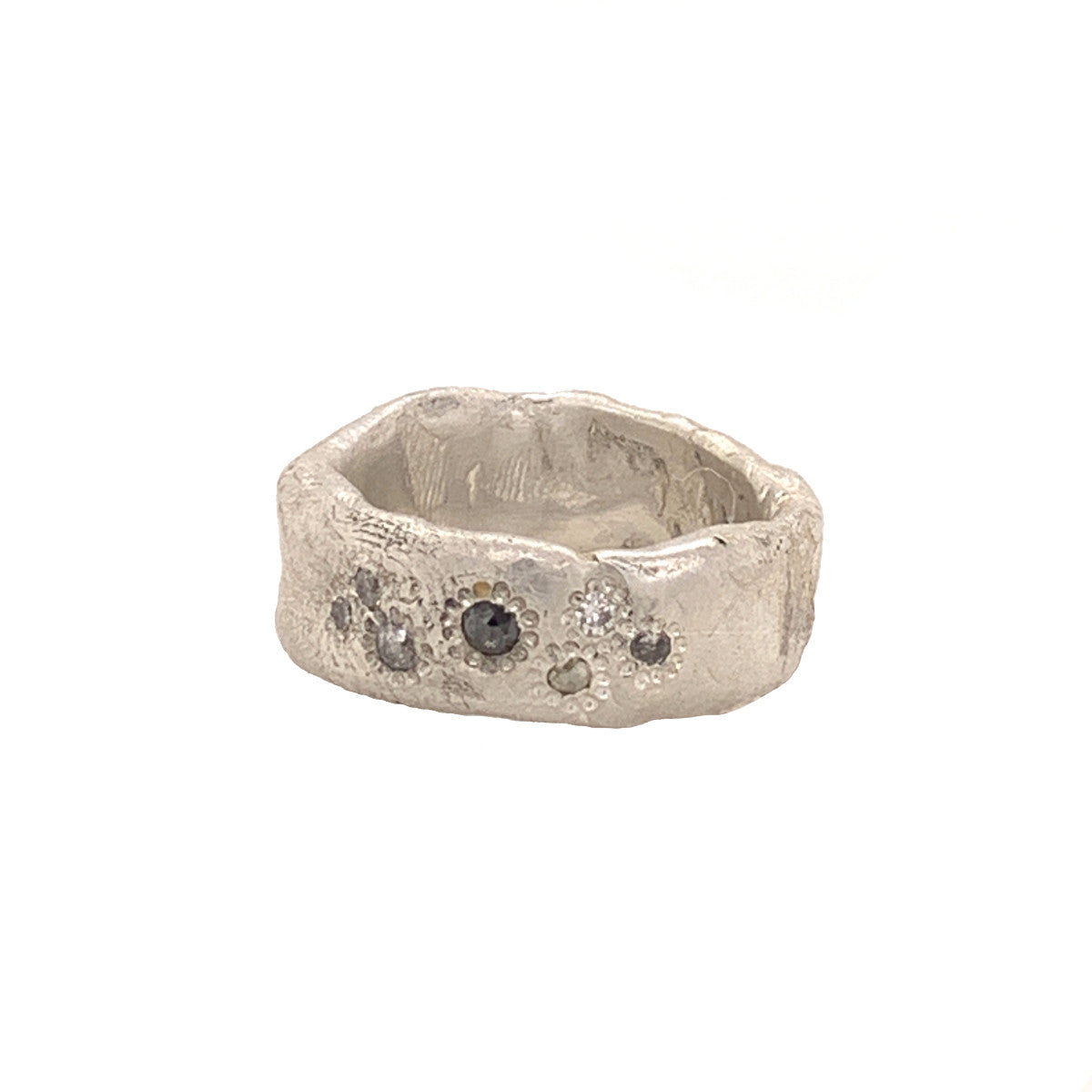 The Thrive Ring is for anyone who wants to bask in timeless beauty. Designed with the essence of wabi-sabi, each ring is handcrafted using only the finest metals and salt and pepper diamonds. This type of diamond features a range of black & white inclusions with no two the same, making each as unique and individual as you are.