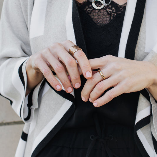 The Relic Ring and Constellation Ring in Bronze on Model