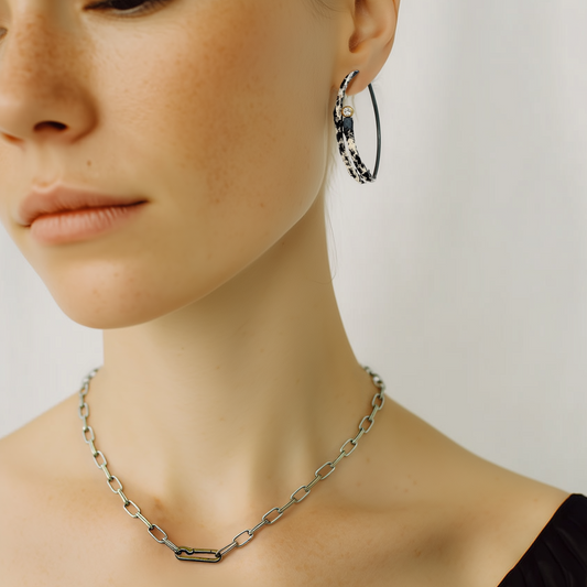 Oxidized Silver Chain with Silver Paper Clip Connector