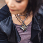 The Lock Connector is made of solid sterling silver with a 18k gold-plated screw closure and is made to swivel so your Talisman Pendants will move with your body.