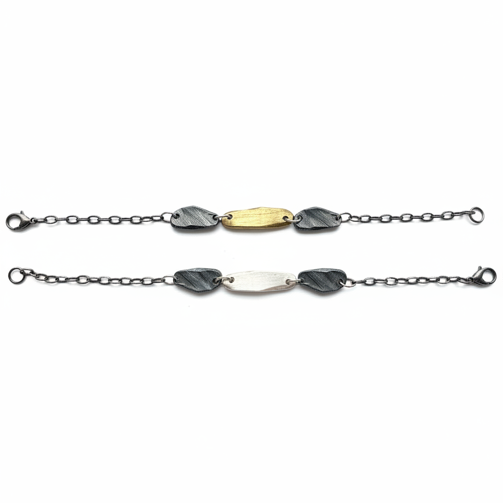 Mixed Metal Bracelet and Mixed Metal Bracelet in silver shown side by side