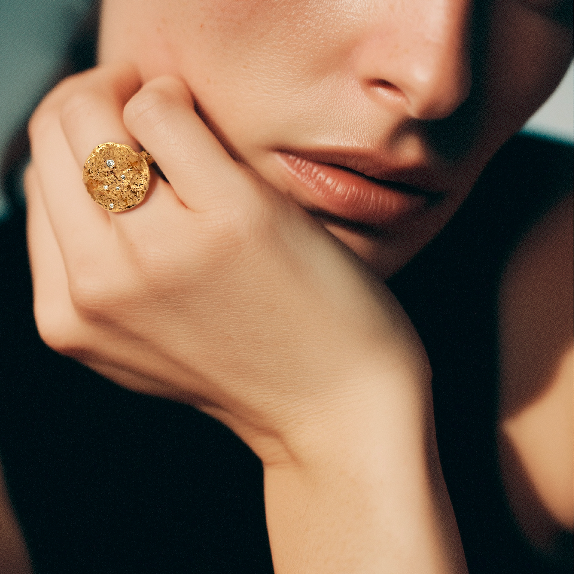 Cosmic Crater Ring in Bronze on Model 