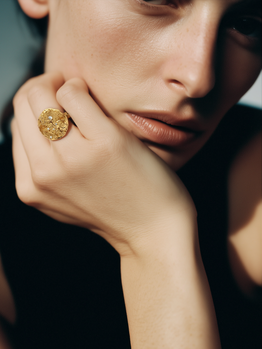 Cosmic Crater Ring in Bronze