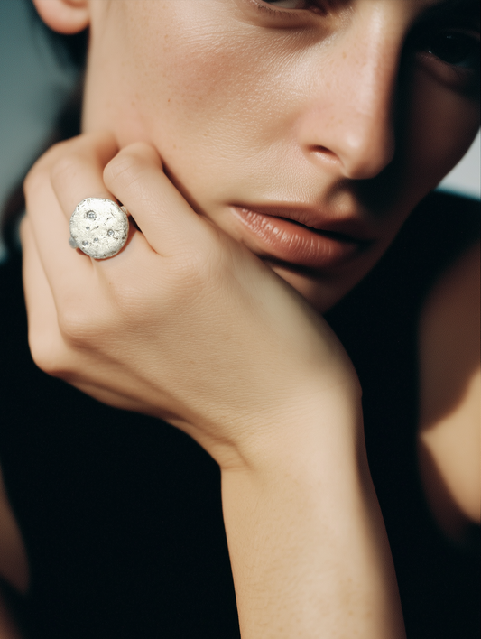 Cosmic Crater Ring in Silver