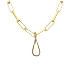 A lux chain for gold lovers! The even links of 18 kt gold plate brighten all skin tones and the oxidized silver paperclip connector adds that edge. Ideal as a single chain, but we love it layered with Talisman! Shown with Brass Tear Drop Connector.
