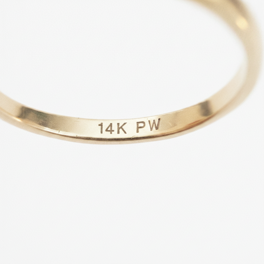 Markings on the inside of the band of the diamond and ruby ring from the Chikahisa Ancestor Collection 