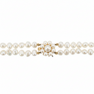 Close up of the clasp (front view) on the Double Strand Pearl Necklace from the Chikahisa Ancestor Collection 