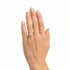 Pearl and solo diamond ring from the Chikahisa Ancestor Collection on a hand