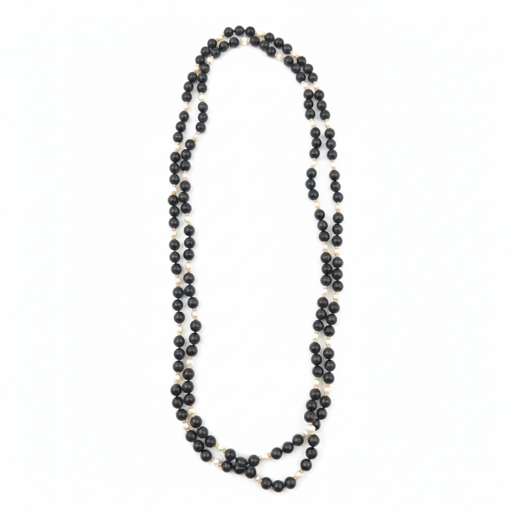 Tiffany & Co. Black Onyx, Pearl and Gold Beaded Necklace in the Chikahisa Ancestor Collection. 