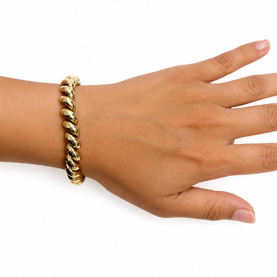 Gold Rope Bracelet from Chikahisa Ancestor Collection on a person