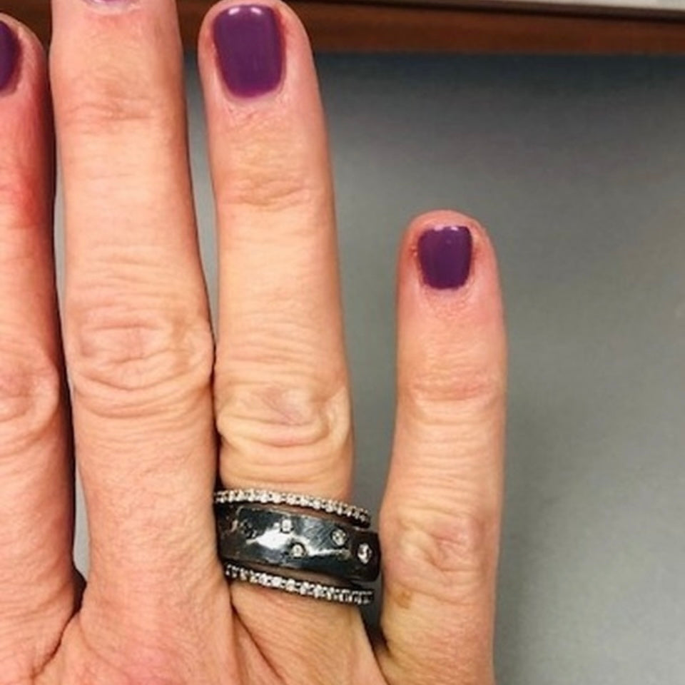 Customer mix of their own eternity rings and the Venus Ring with Diamonds 