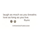 Evil Eye Stud in Silver shown on card with Rumi quote 