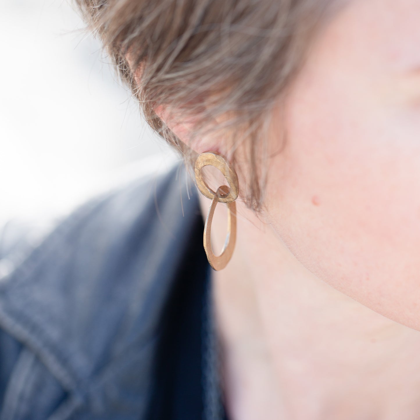 Skipping Stones Double Oval Earrings in Bronze