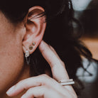 Stone Stud with Chain in Silver on a person 