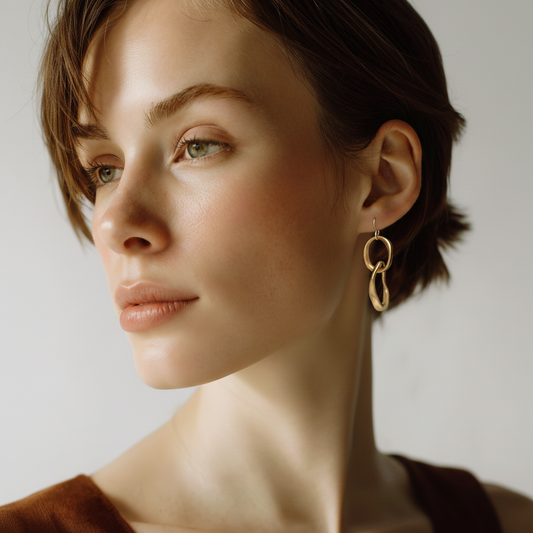 Linked Earrings on Model 