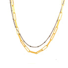 We've combined two subtle chains - one in oxidized sterling silver & the other in 14K gold-filled as a great layered necklace. You can add a few Talisman to the paperclip connector for a look that is simple and refined.
