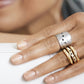 Connection Stacking Rings in Bronze and Five Elements Ring in Silver on Model 