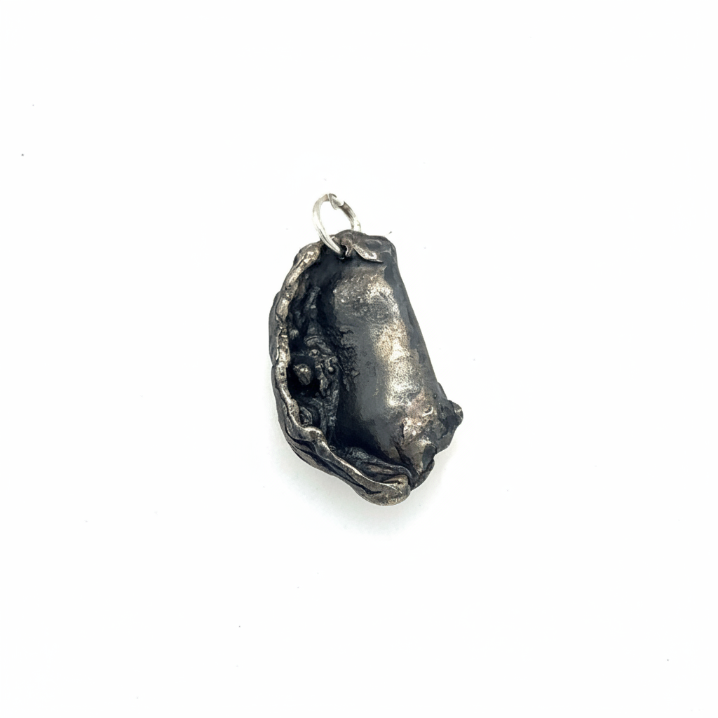 Back side of Gratitude Talisman Pendant in Silver with Keum Boo