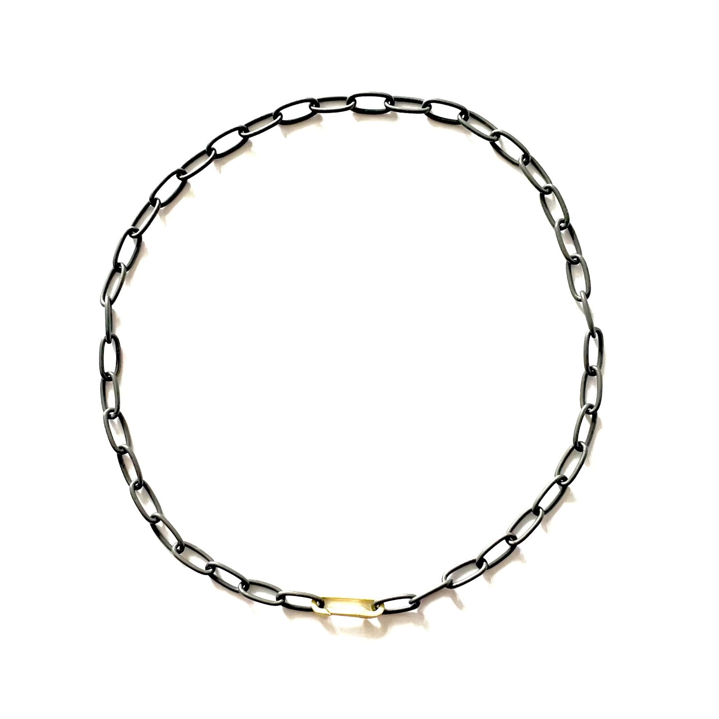 Large Link Black Silver Chain with Gold Paper Clip Connector