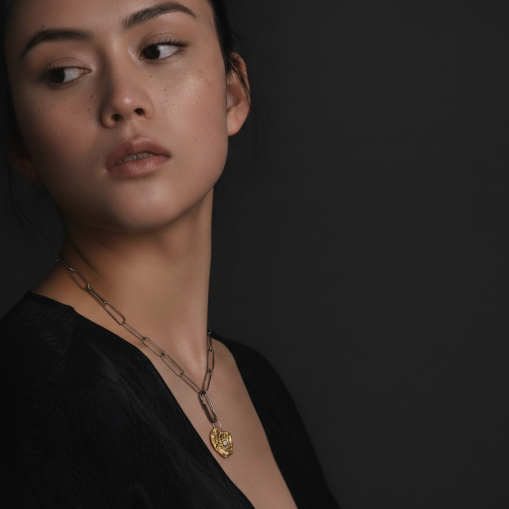 Love Talisman Necklace on model 