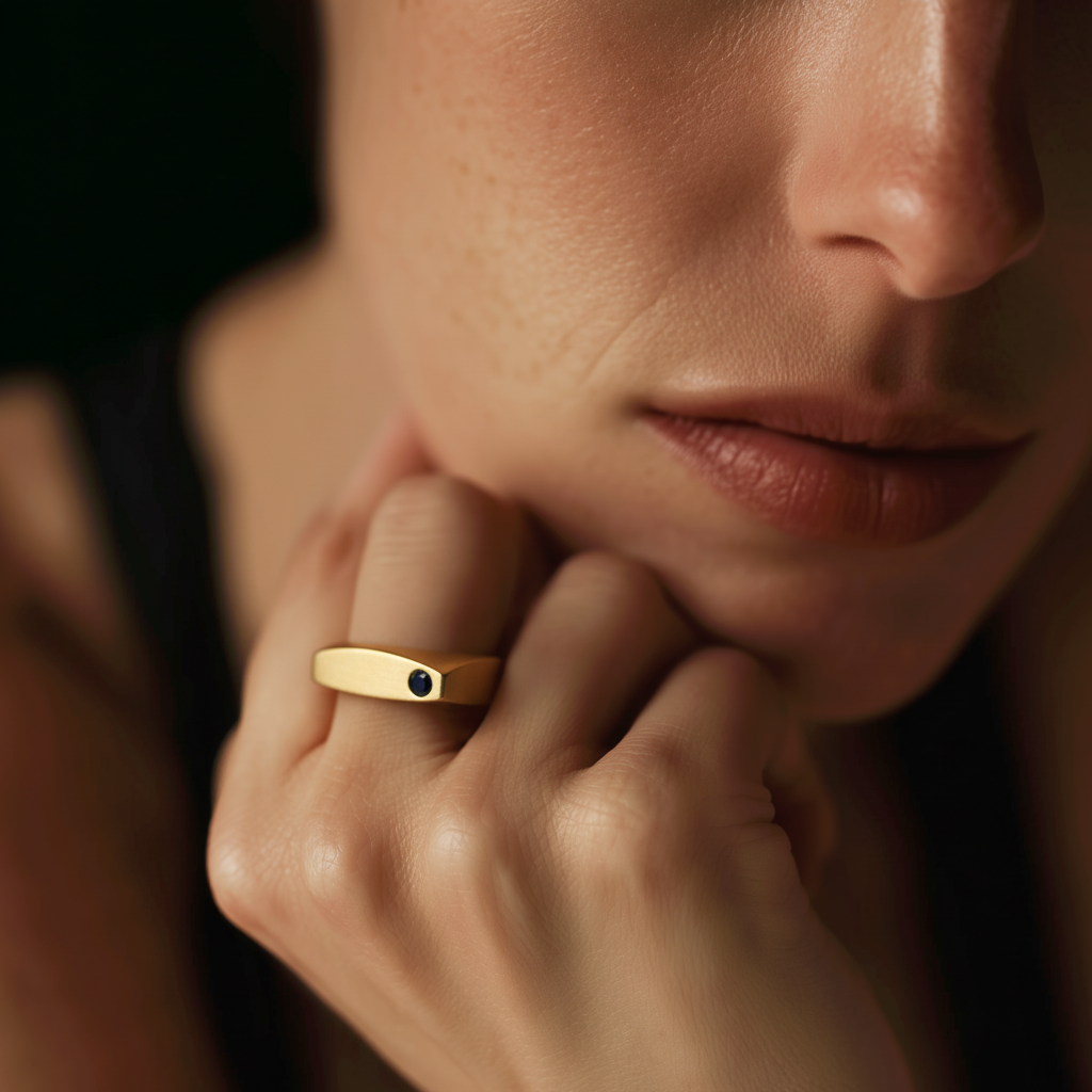 Lunar Eclipse Ring in Bronze on Model 