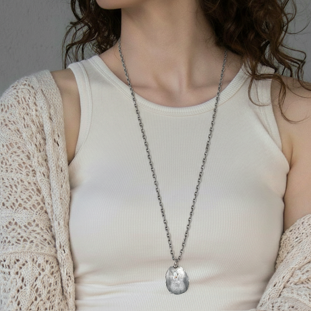 Awaken Talisman Necklace in Silver on Model