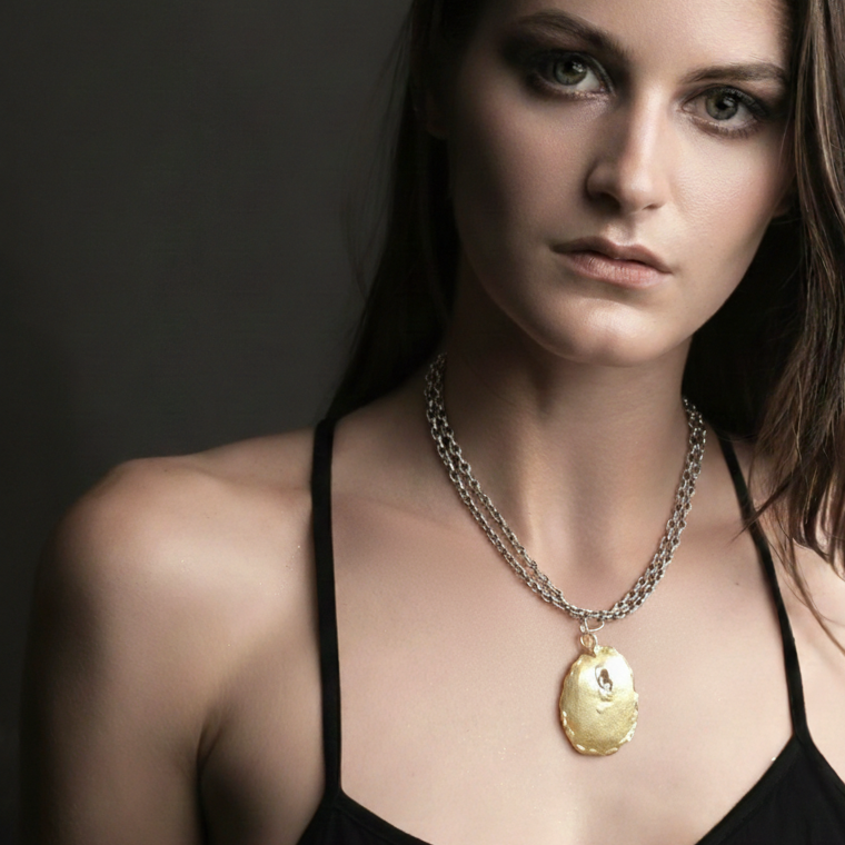 Awaken Talisman Necklace in Bronze on Model