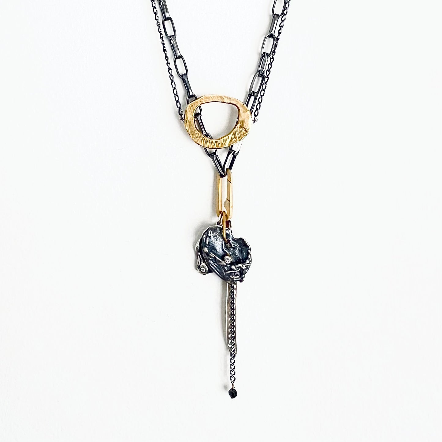 Layered Talisman Set with Bronze Simple Necklace