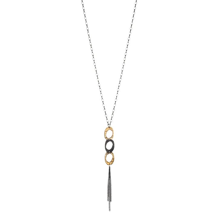 The 30" Drop Necklace in Bronze has extra movement, extra length, and extra meaning! A wabi-sabi design of three ovals are a symbol of unity and your endless potential! 