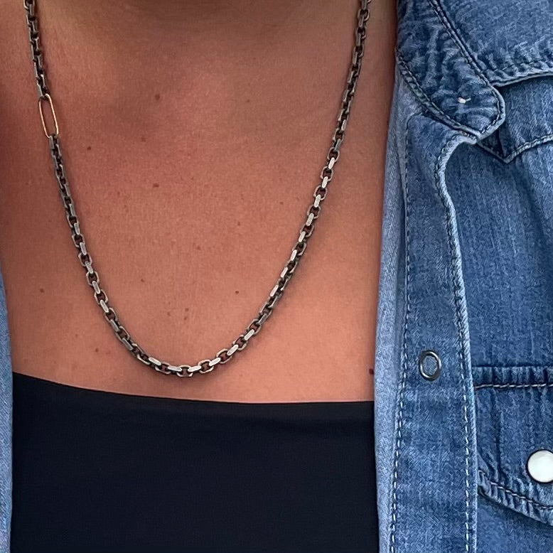 Spark Chain Necklace on a person 