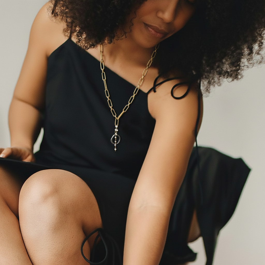 Celestial Orbit necklace on Model 