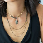 Gold Link Chain with Double Paper Clip Connectors (Desire Talisman Pendant added) shown with the Mixed Metal Layered Necklace.  