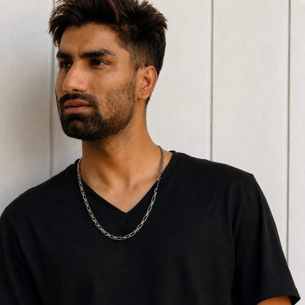 Line Necklace on male model