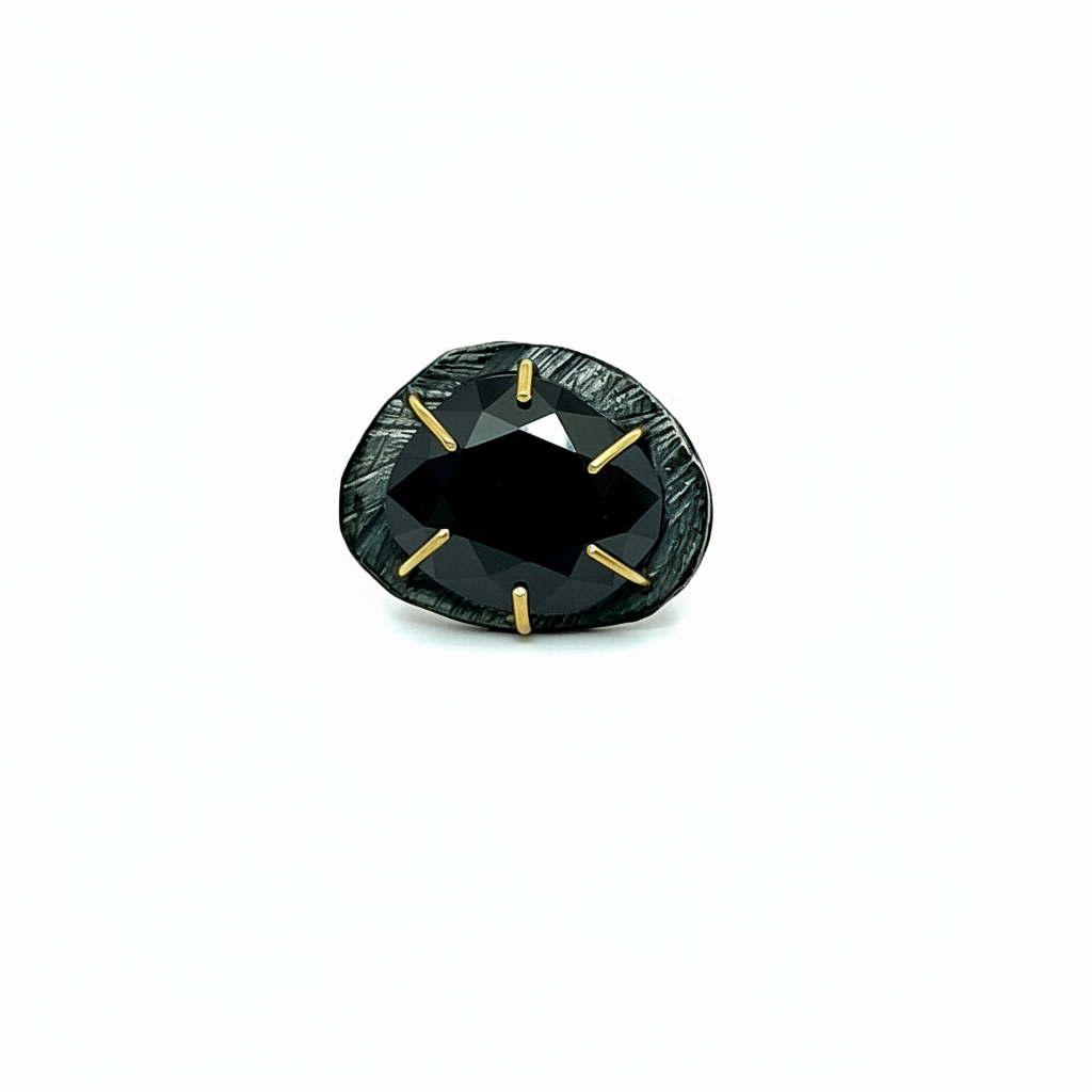 Medium Black Onyx Gemstone Ring Main Image 