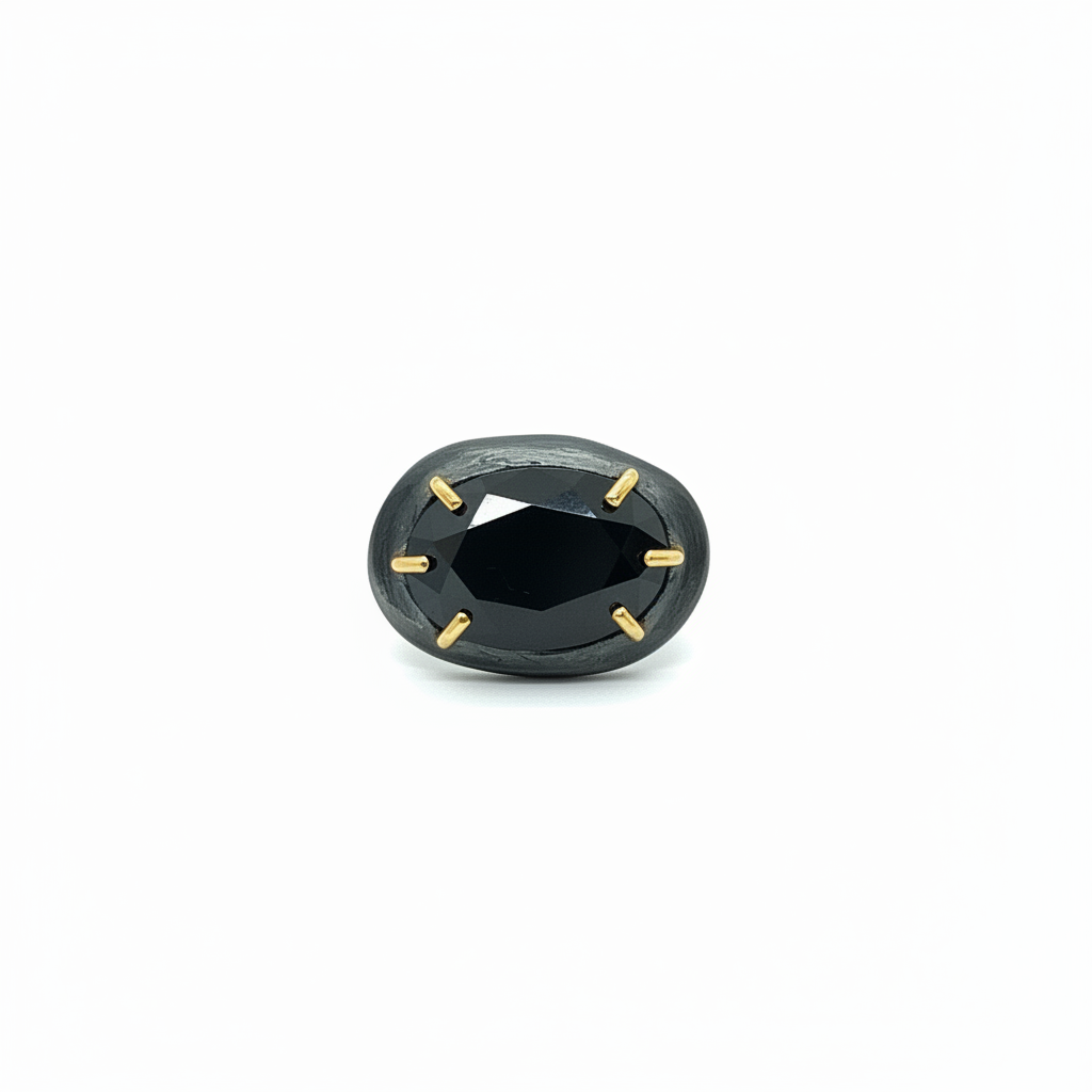 Small Black Onyx Gemstone Ring Main Photo 