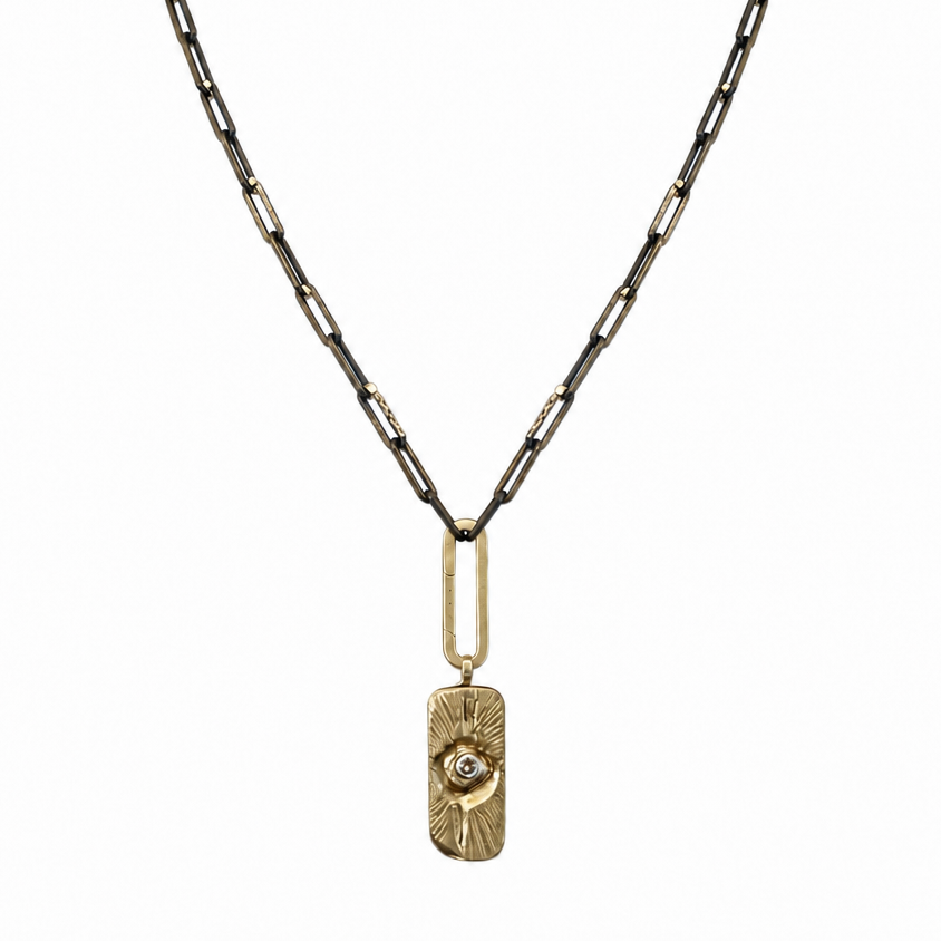 Passage Talisman Pendant on the Black Silver Layered Chain