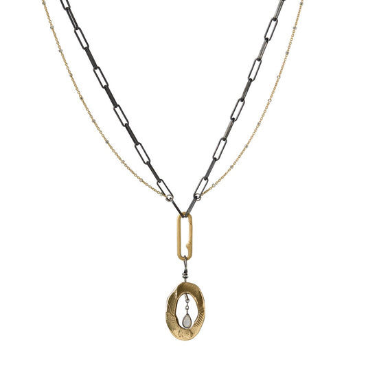 A wearable sanctuary for the woman who turns turmoil into triumph. This isn't just jewelry; it's a testament to your ability to cultivate peace amidst life's storms, a reminder of the serene strength that flows from within you. Featuring our powerful Peace Talisman suspended on our elegant Layered Chain, this necklace is the perfect fusion of symbolism and style.