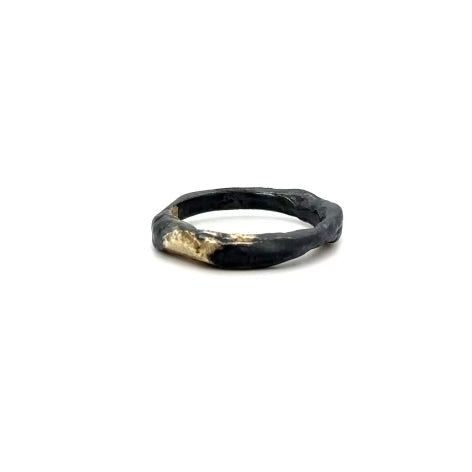 Element Ring in Oxidized Silver with 18kt Gold Accents