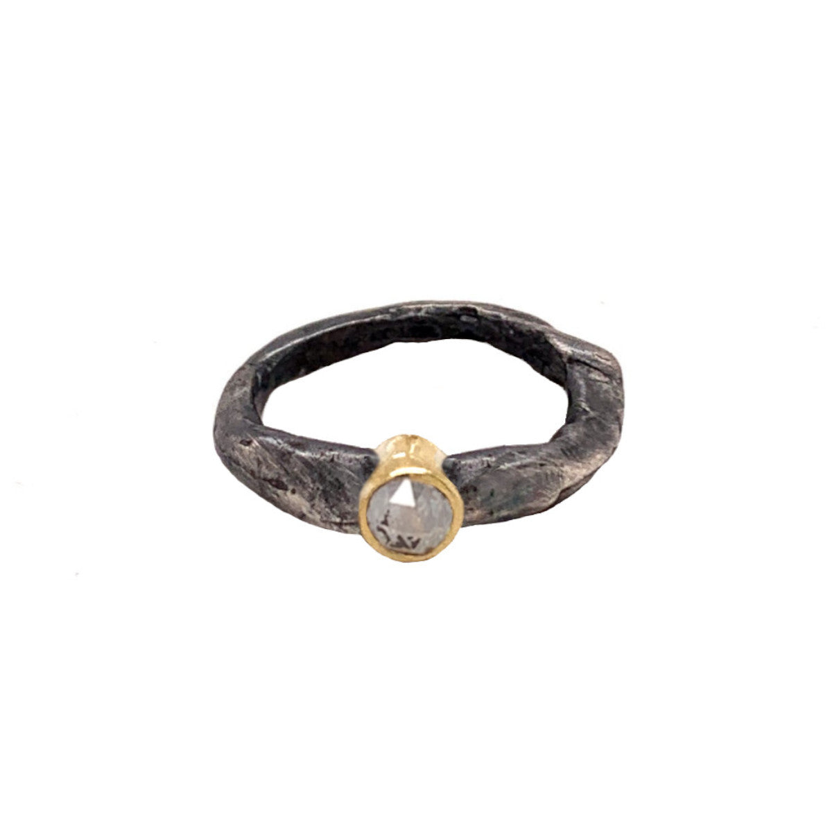 Devotion Ring in Oxidized Sterling Silver with a Salt Pepper