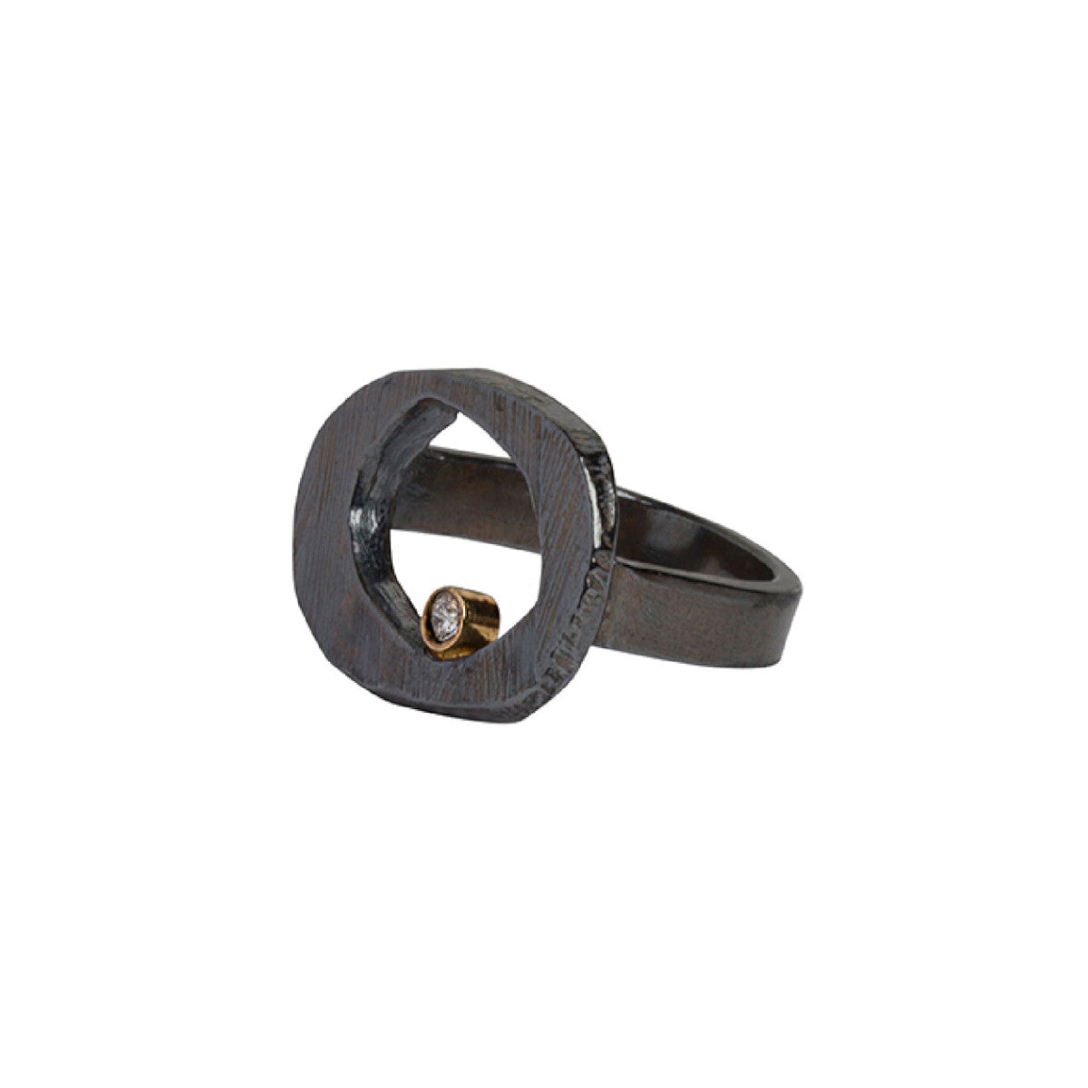 Side view of the Ovum Ring in Oxidized Silver 