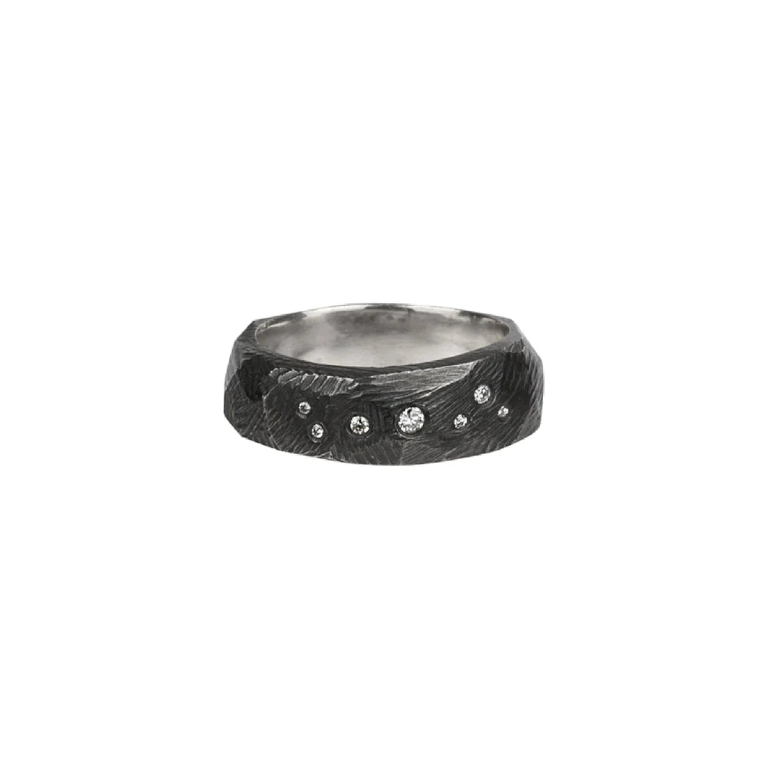 The Venus Ring with Diamonds is a powerful piece to celebrate a milestone. The dark oxidized finish, unique texture and sparkling white diamonds make it one of our most loved rings!  Each Venus Ring is meticulously designed with wabi-sabi intention, using only the finest precious metals and diamonds. We use the ancient lost wax casting technique to imbue each ring with character and soulful imperfections.