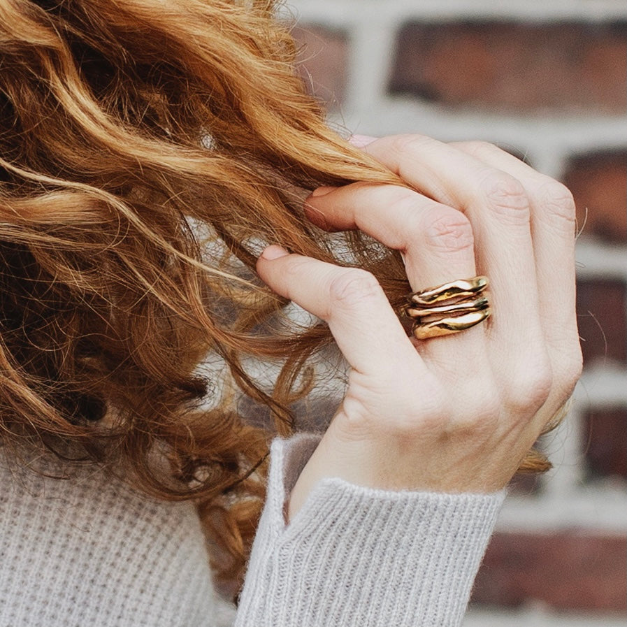 There's an ease you feel when you put on the Alchemist Ring Stack. It's like putting on the jeans you've had forever & will never part with. Each Ring is meticulously crafted with wabi-sabi intention, using only the finest precious metals. We use the ancient lost wax casting technique imbuing it with its own character and soulful imperfections that make it truly one of a kind. 