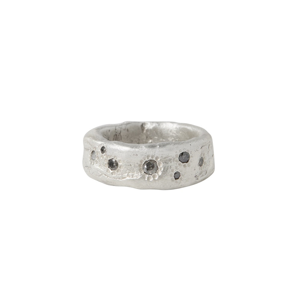 The Thrive Ring is for anyone who wants to bask in timeless beauty.  Designed with the essence of wabi-sabi, each ring is handcrafted using only the finest metals and salt and pepper diamonds. This type of diamond features a range of black & white inclusions with no two the same, making each as unique and individual as you are. 