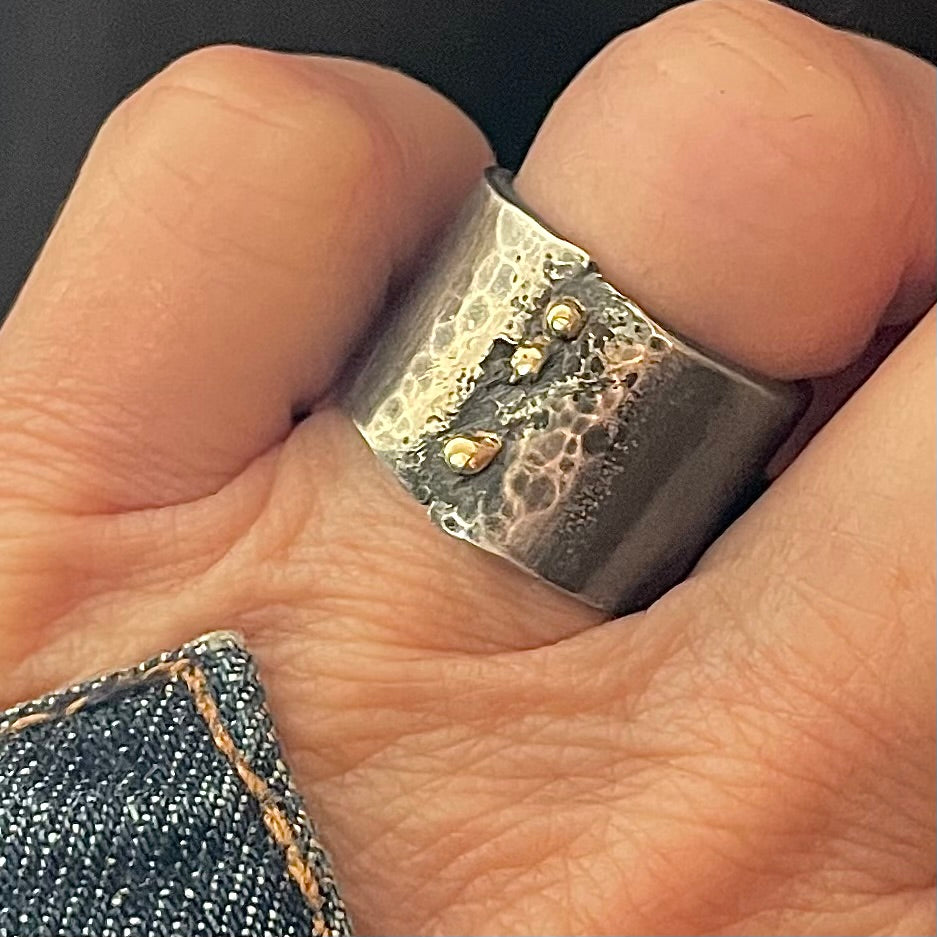 Close-up of a hand wearing Tidal Pool Ring 