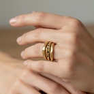 Connection Stacking Ring Set in Bronze on model