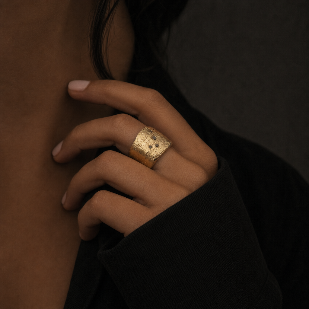 Five Elements Ring in Bronze on Model