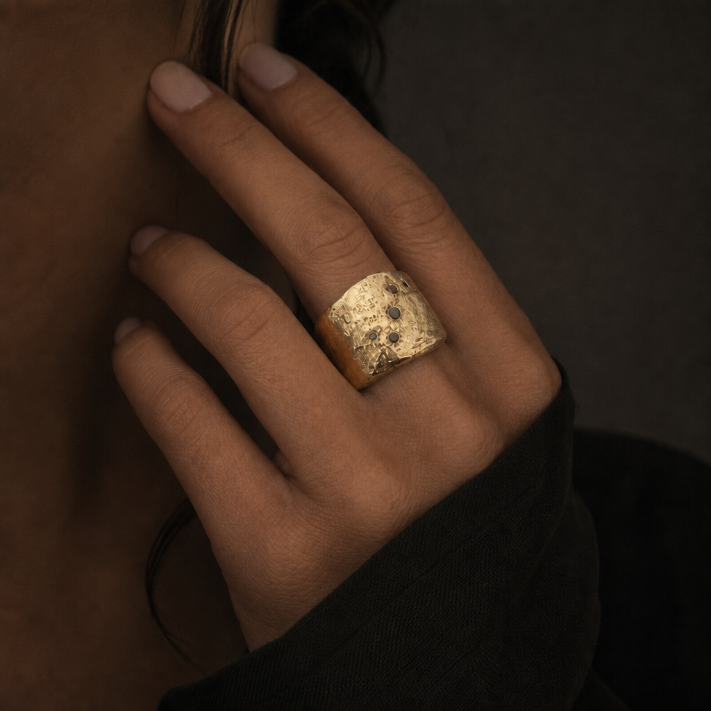 Five Elements Ring in Bronze on Model